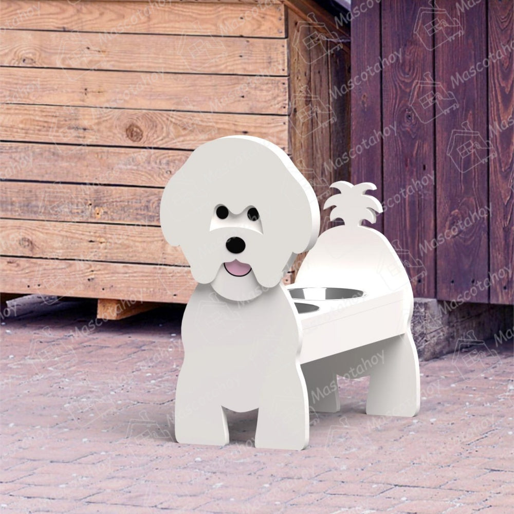 Porta Cuencos de Comida Para Mascotas Bichon Frise