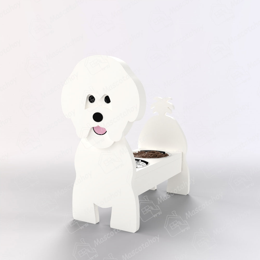 Porta Cuencos de Comida Para Mascotas Bichon Frise