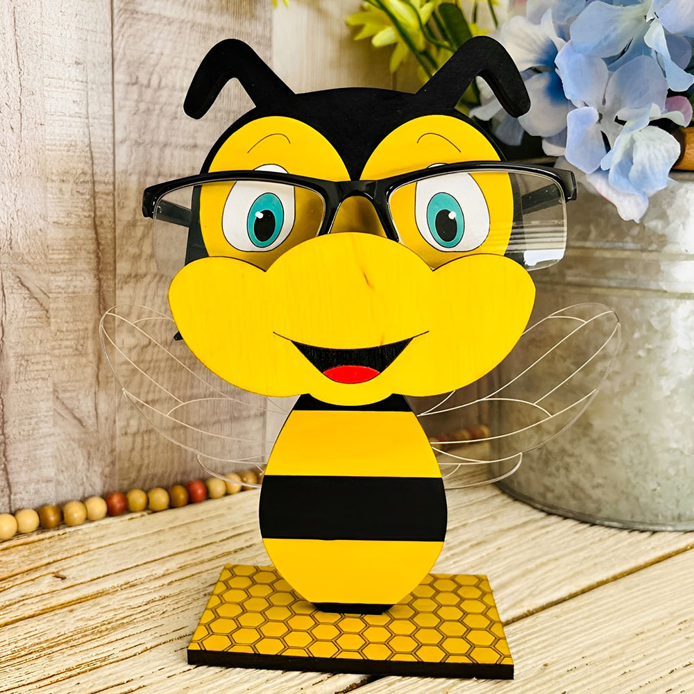 Wooden Cartoon Laughing Bee Eyeglass Holder