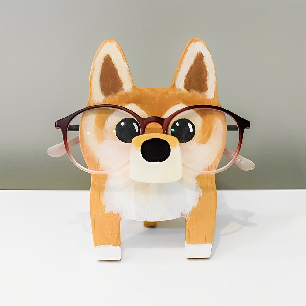 Wooden Cartoon Lovely ShibaInu Eyeglass Holder