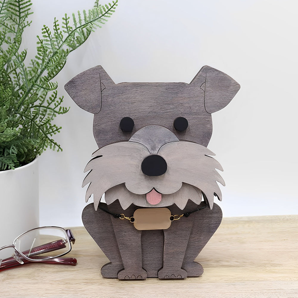 Wooden Cartoon Cute Schnauzer Eyeglass Holder